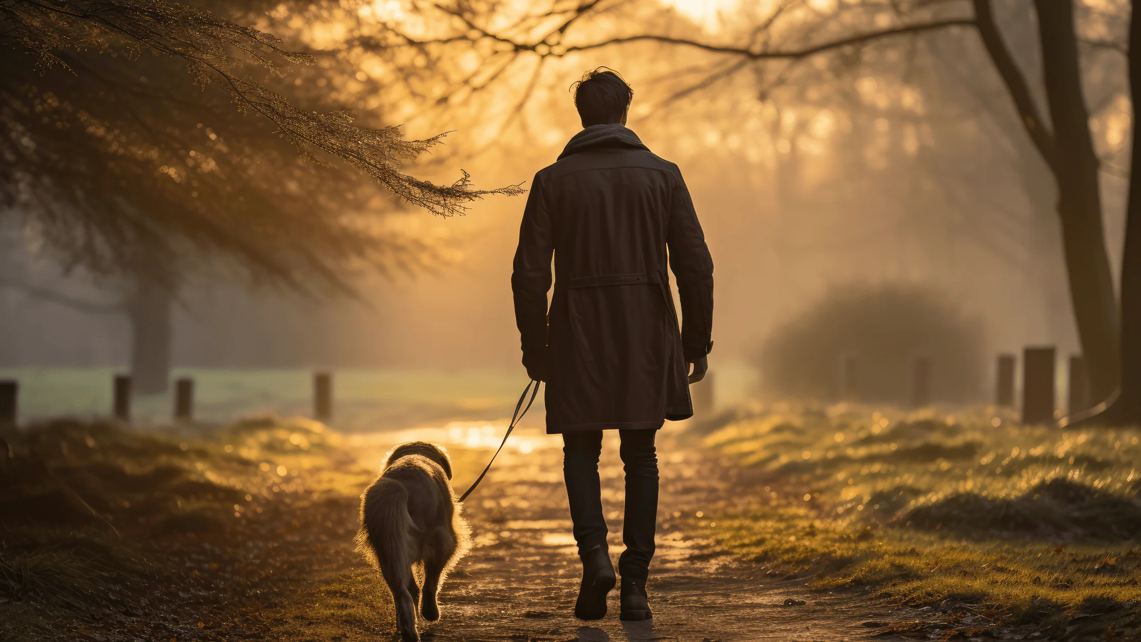 going for a walk early is a good way of keeping your dog calm during fireworks